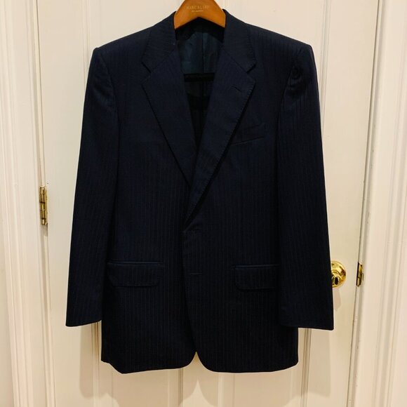 Men's CORNELIANI Navy Pinstriped Wool SUPER 150's Suit Size 38R EUR 48 - Picture 1 of 14